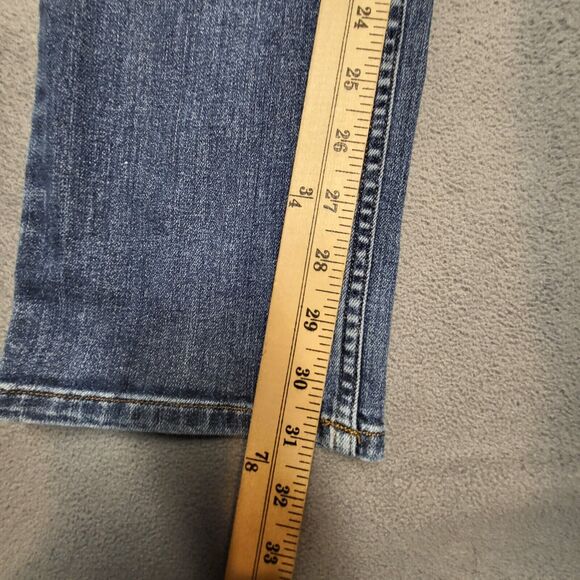Duluth Trading Jeans Womens 8 Blue Straight Leg Distressed Denim - Picture 5 of 9